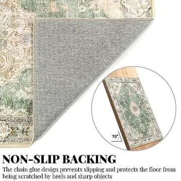 MUJOO Green Rug 6'x9' Area Rugs for Living Room Washable Rugs Large Boho Carpet for Bedroom Dining Room Neutral Vintage Farmhouse Abstract Non Slip Soft Low-Pile Floral Flowers