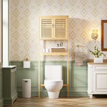 Elegant SMIBUY Bathroom Over The Toilet Storage Cabinet with Adjustable Shelves