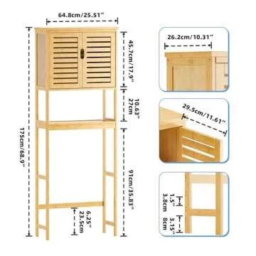 Stylish SMIBUY Bathroom Over The Toilet Storage Cabinet