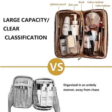 Gifts for Women,Portable Makeup Bag Opens Flat for Easy Access,Waterproof Cosmetic Bag Travel Toilet...