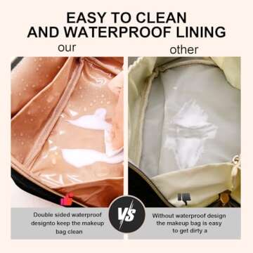 Gifts for Women,Portable Makeup Bag Opens Flat for Easy Access,Waterproof Cosmetic Bag Travel Toiletry Bag with Divider and Handle,Travel Accessories Pouch Overnight Bag for Toiletries and Daily Use
