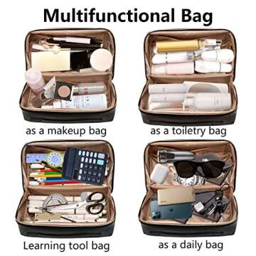 Gifts for Women,Portable Makeup Bag Opens Flat for Easy Access,Waterproof Cosmetic Bag Travel Toiletry Bag with Divider and Handle,Travel Accessories Pouch Overnight Bag for Toiletries and Daily Use