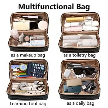 Gifts for Women,Portable Makeup Bag Opens Flat for Easy Access,Waterproof Cosmetic Bag Travel Toiletry Bag with Divider and Handle,Travel Accessories Pouch Overnight Bag for Toiletries and Daily Use