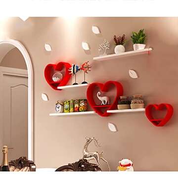 QQXX Heart Shaped Floating Shelves for Whimsical Decor