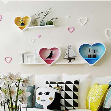 QQXX Heart Shaped Floating Shelves for Whimsical Decor