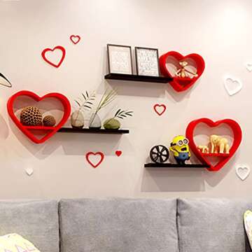 QQXX Heart Shaped Floating Shelves for Whimsical Decor