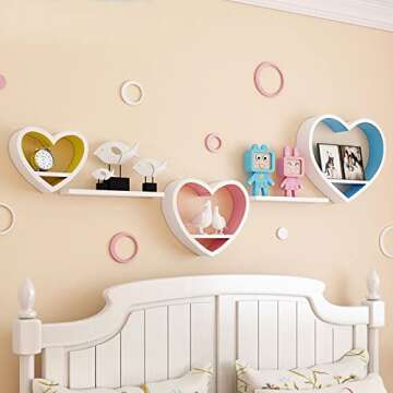 QQXX Heart Shaped Floating Shelves for Whimsical Decor