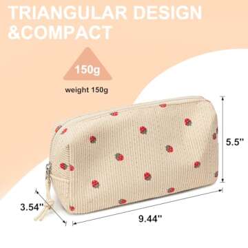 LEDAOU Pencil Case Student Pencil Pouch Makeup Bag Corduroy Cosmetic Bags Women Girls Make Up Purse