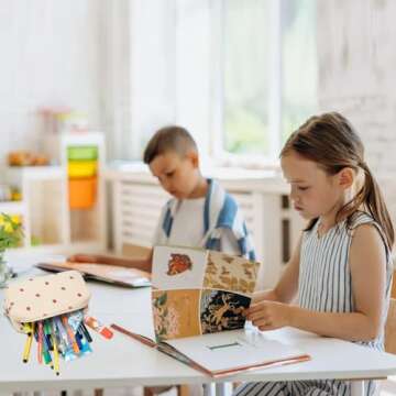 LEDAOU Pencil Case Student Pencil Pouch Makeup Bag Corduroy Cosmetic Bags Women Girls Make Up Purse