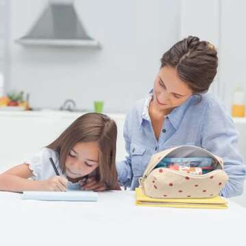 LEDAOU Pencil Case Student Pencil Pouch Makeup Bag Corduroy Cosmetic Bags Women Girls Make Up Purse