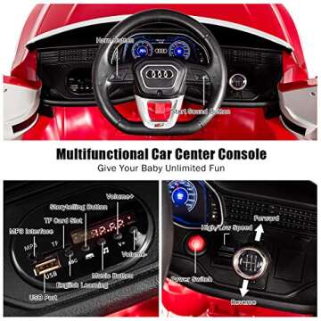 Costzon Ride on Car, Licensed Audi Q8, 12V Battery Powered Electric Vehicle w/2 Motors, Remote Control, LED Lights, MP3, Horn, Music, Spring Suspension, Kids Ride on Toys for Boys & Girls (Red)