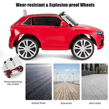 Costzon Ride on Car, Licensed Audi Q8, 12V Battery Powered Electric Vehicle w/2 Motors, Remote Control, LED Lights, MP3, Horn, Music, Spring Suspension, Kids Ride on Toys for Boys & Girls (Red)