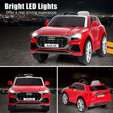 Costzon Ride on Car, Licensed Audi Q8, 12V Battery Powered Electric Vehicle w/2 Motors, Remote Control, LED Lights, MP3, Horn, Music, Spring Suspension, Kids Ride on Toys for Boys & Girls (Red)