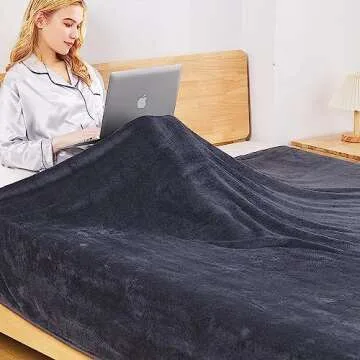 Fleece Blanket Queen Size for All Season 350GSM - Premium Lightweight Anti-Static Throw for Queen/Full Size Bed Extra Soft Brush Fabric Warm Sofa Thermal Blanket 90" x 90"(Dark Gray Queen)