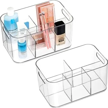 2 Pack Clear Plastic Bin for Multiuse Organization Solutions