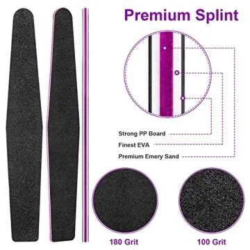 12pcs Nail File,100/180 Grit Double Sided Nail Files, Jumbo Size Nail Files and Buffers for Acrylic Nails Natural Nails, Professional Manicure Tools for Home and Salon