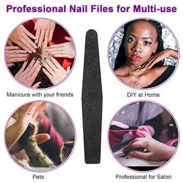 12pcs Nail File,100/180 Grit Double Sided Nail Files, Jumbo Size Nail Files and Buffers for Acrylic Nails Natural Nails, Professional Manicure Tools for Home and Salon