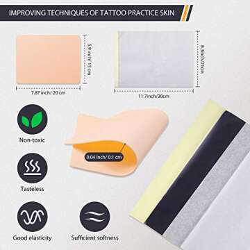 15 Pcs Tattoo Practice Skin & Transfer Paper Kit for Beginners