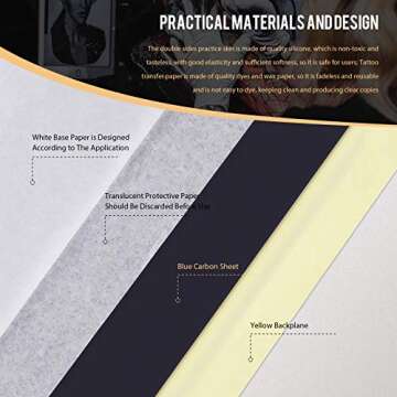 Tattoo Practice Skin and Transfer Paper Kit for Artists