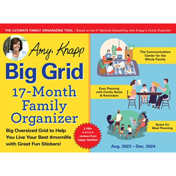 2024 Big Grid Family Wall Calendar with Stickers