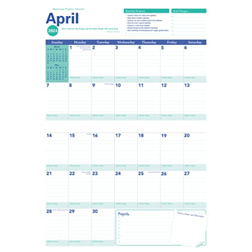 2024 Big Grid Family Wall Calendar with Stickers