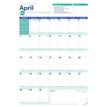 2024 Big Grid Family Wall Calendar with Stickers