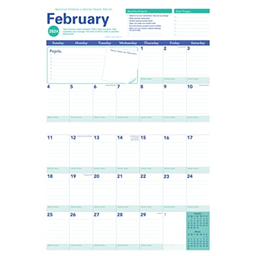 2024 Big Grid Family Wall Calendar with Stickers