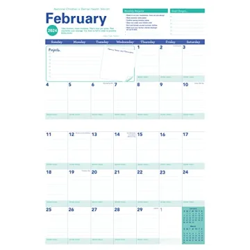 2024 Big Grid Family Wall Calendar with Stickers