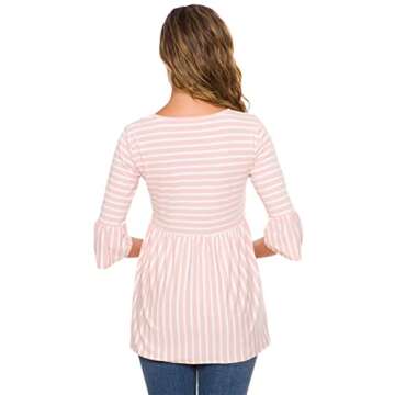 Ecavus Casual Maternity Top Striped 3/4 Sleeve Shirt