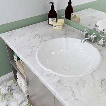 Decotalk Marble Contact Paper Marble Wallpaper Peel and Stick Marble Countertop Contact Paper Waterproof Matte White Marble Contact Paper for Kitchen Counter Removable Wallpaper Vinyl Marble 12"x120"