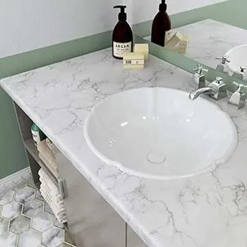 Decotalk Marble Contact Paper Marble Wallpaper Peel and Stick Marble Countertop Contact Paper Waterproof Matte White Marble Contact Paper for Kitchen Counter Removable Wallpaper Vinyl Marble 12"x120"