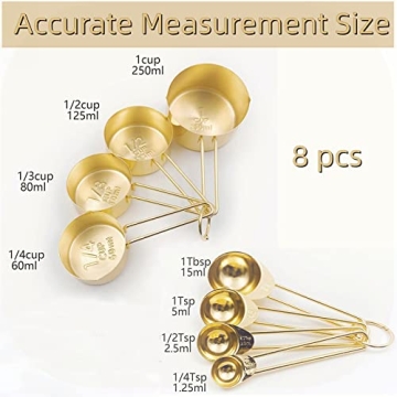 Elegant LYFJXX Gold Measuring Cups and Spoons Set