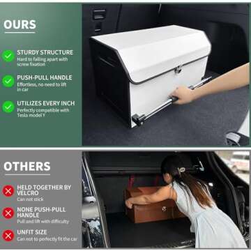 XCF Car Trunk Organizer, Leather Collapsible Trunk Organizer for suv with Lid and Push-pull Handle C...