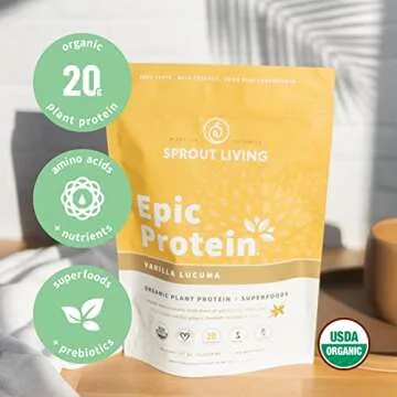 Sprout Living Epic Protein Bundle - Vanilla Lucuma & Pro Collagen (20g Organic Plant-Based Protein Powder, Vegan, Gluten Free, Superfoods) | 1lb, 12 Servings