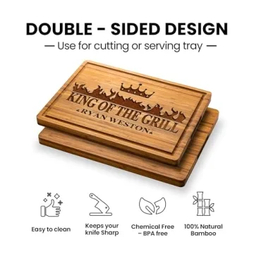 Personalized Grilling Gifts for Men - Custom Cutting Board BBQ Grilling Gifts for Him, Dad, Father in Law | Perfect Men's Christmas Gifts 2024