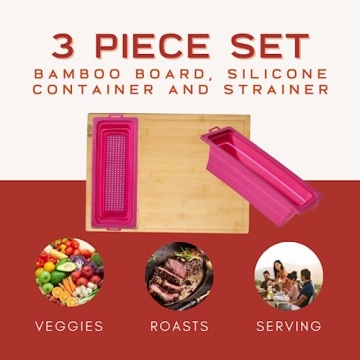 Zenprep Extra Large Bamboo Cutting Board With Containers (Set Of 3) - Over The Sink Chopping Board With Collapsible Strainer - Meal Prep Station For Meat, Cheese And Vegetable (15x20in) (Teal)