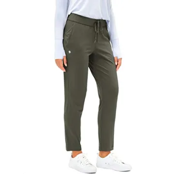 G Gradual Women's Pants with Deep Pockets 7/8 Stretch Sweatpants for Women Athletic, Golf, Lounge, Work (Olive Green, Small)