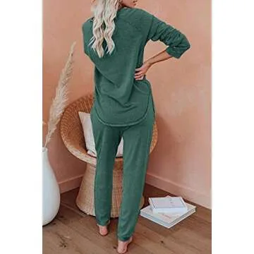 AUTOMET Womens 2 Piece Fall Lounge Pajama Set