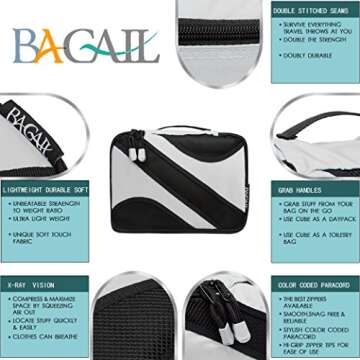 Bagail 6 Set Packing Cubes,3 Various Sizes Travel Luggage Packing Organizers(Grey)