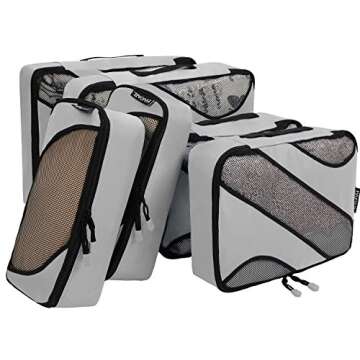 Bagail 6 Set Packing Cubes,3 Various Sizes Travel Luggage Packing Organizers(Grey)