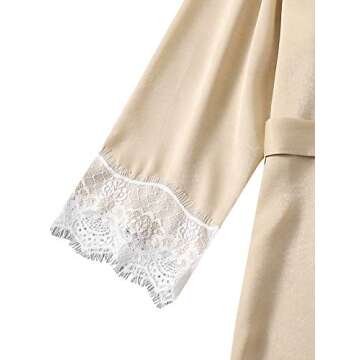 Silk Satin Pajamas Set 4pcs Floral Lace Lingerie for Women