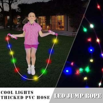 Light Up Jump Rope, LED Jump Rope for Kids Girls Women Jumping Fitness, Tangle-Free Jumping Rope with Adjustable Size & Colorful Lights,Glow in The Dark Party Supplies Outdoor Indoor Exercise