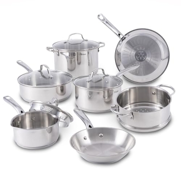 T-fal Gourmet 11-Piece Stainless Steel Cookware Set - Induction & Oven Safe
