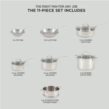T-fal Gourmet Stainless Steel Cookware Set 11 Piece Induction Safe