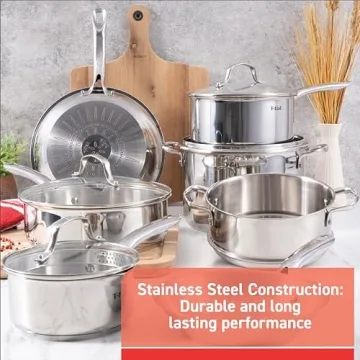 T-fal Gourmet Stainless Steel Cookware Set 11 Piece Induction Safe