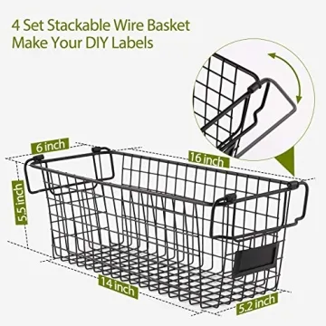 XL Large Stackable Wire Baskets for Home Organization