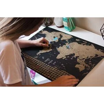 Scratch Off World Map Poster for Travelers - Deluxe Version