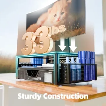 2 Tier Metal Monitor Stand & Organizer in Black