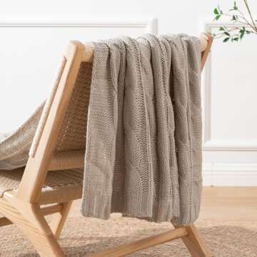 Battilo Khaki Throw Blanket Soft Cozy Decorative Blanket