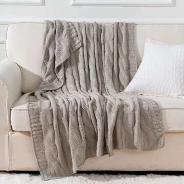 Battilo Khaki Throw Blanket Soft Cozy Decorative Blanket